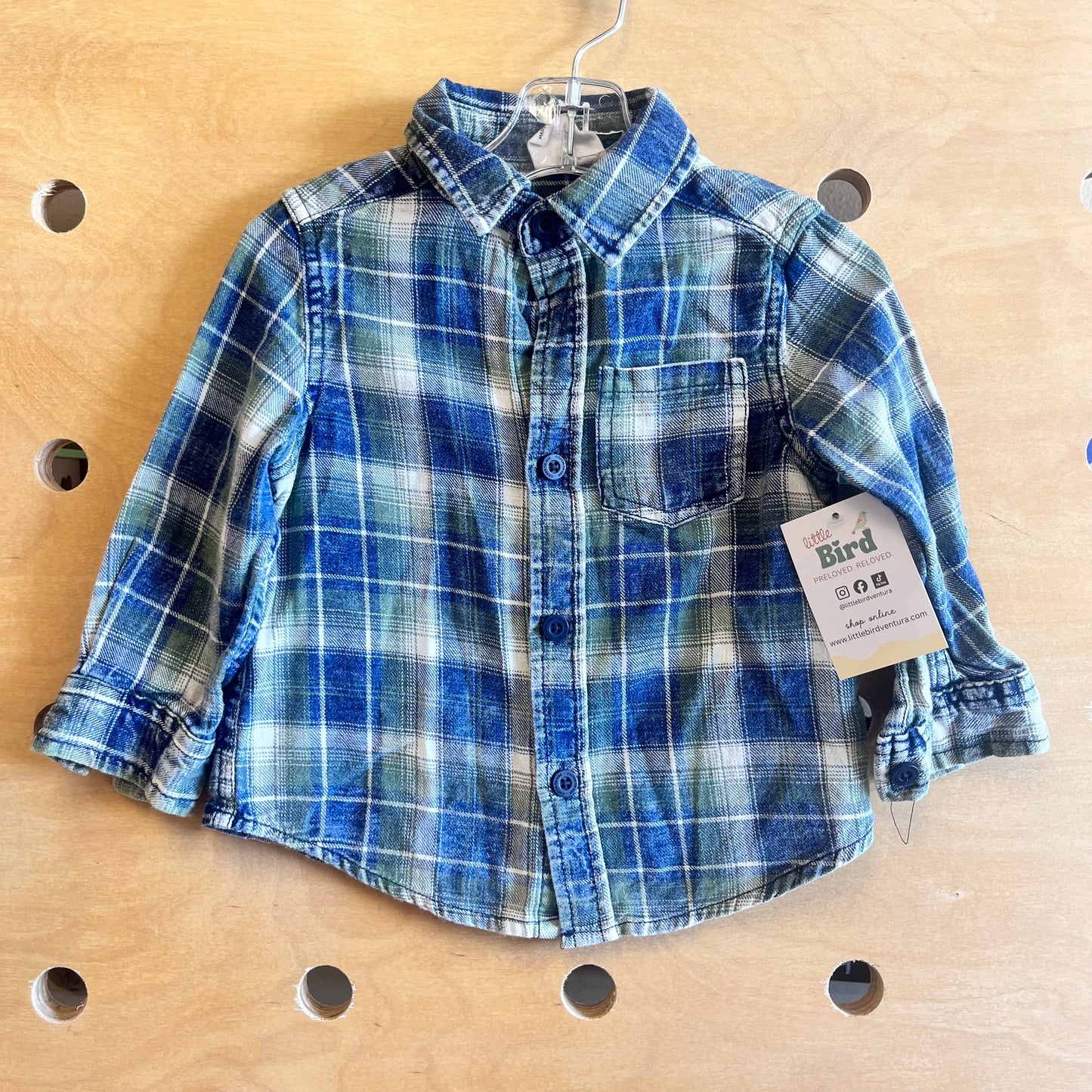 Green/Blue Plaid Button Up