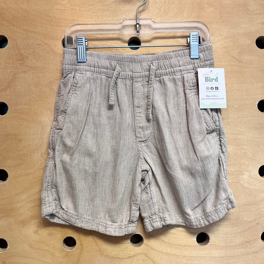 Tan Linen Blend Shorts