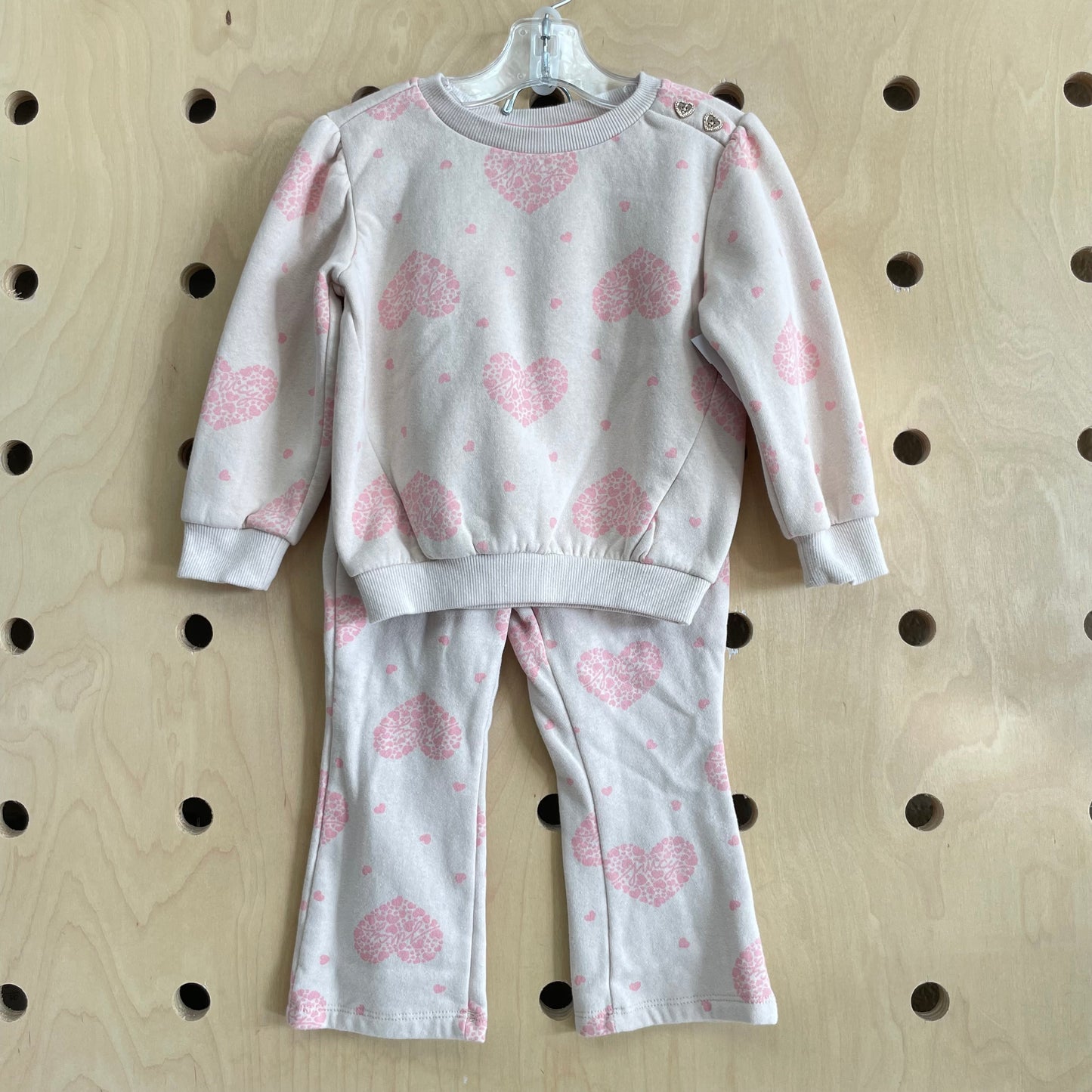 Tan + Pink Hearts Fleece Outfit