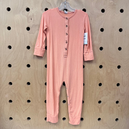 Coral Ribbed Modal Romper