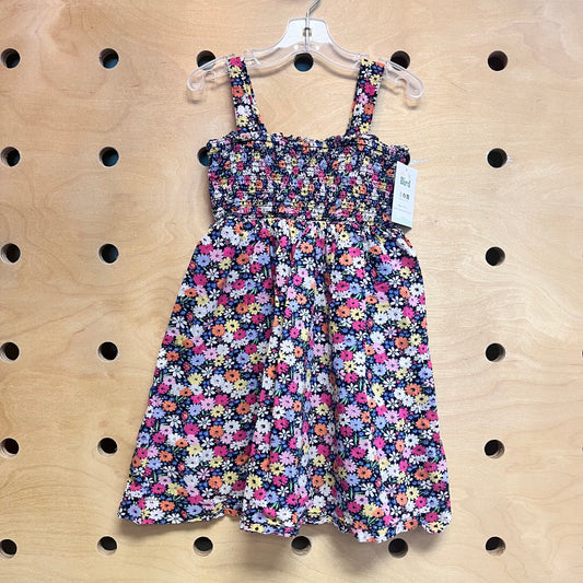 Black/Multicolor Floral Smock Dress