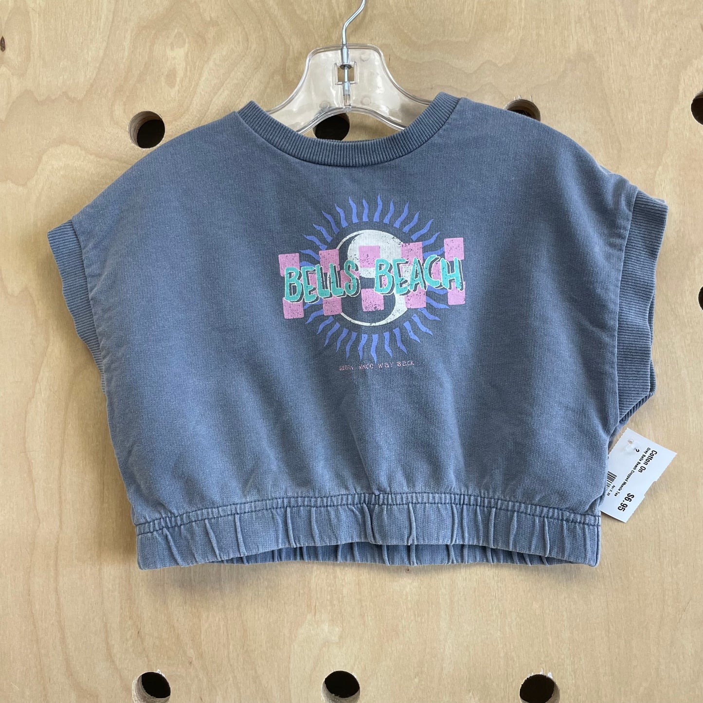 Grey Bells Beach Cropped Muscle Tee