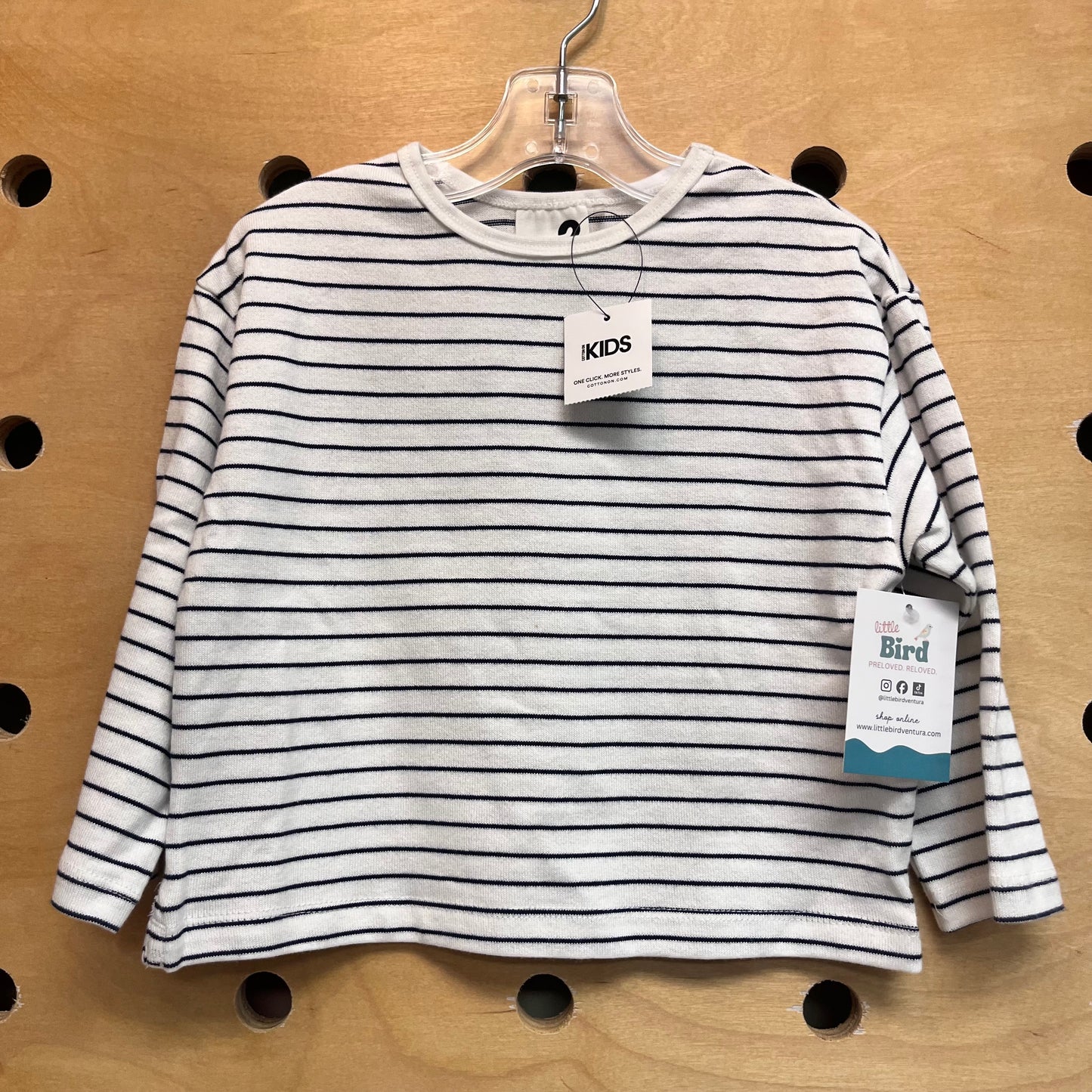 White & Navy Striped Tee NEW!