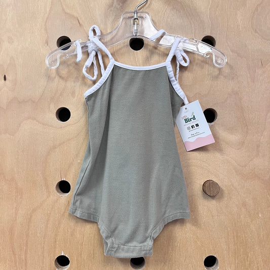Olive + White Romper