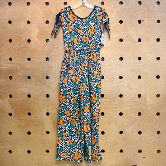 Teal/Orange Citrus Cotton Romper