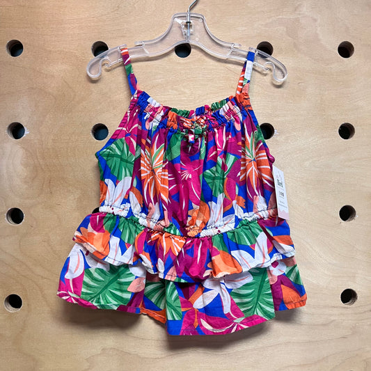 Pink/Orange Floral Tiered Tank