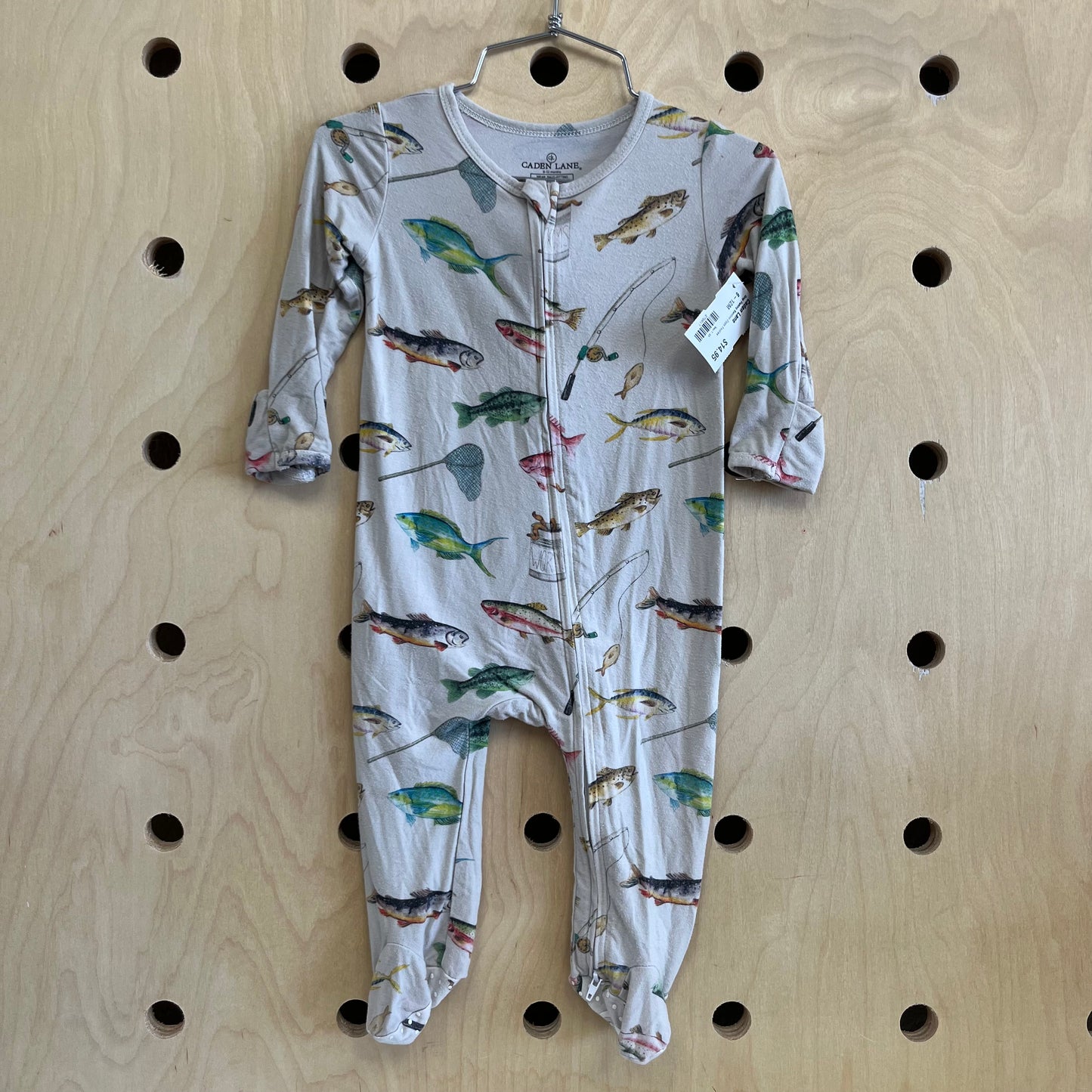 Grey Fishing Bamboo Zippy Footies