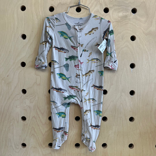 Grey Fishing Bamboo Zippy Footies