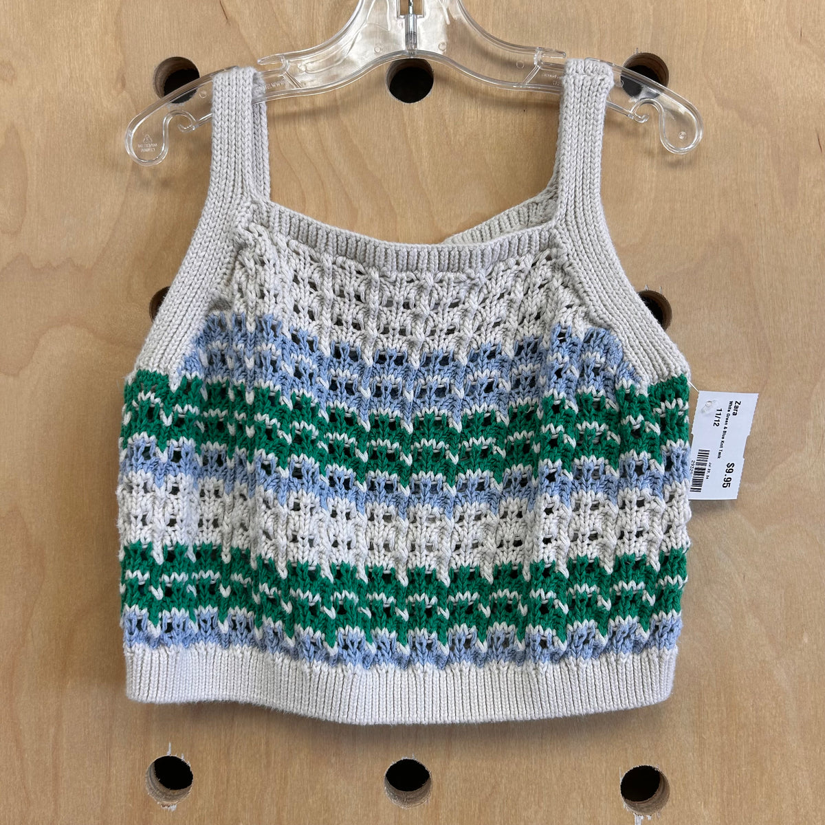 White Green & Blue Knit Tank