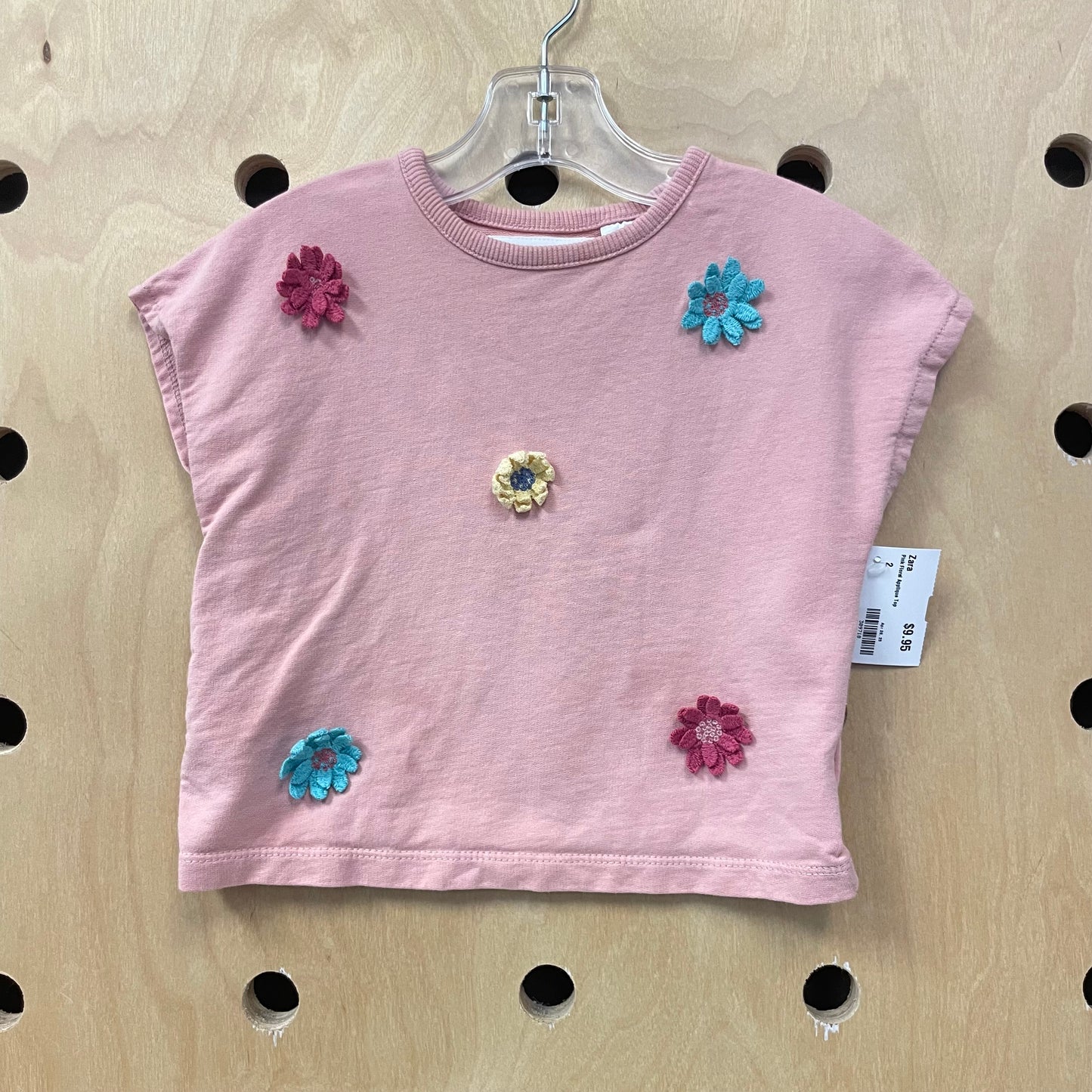 Pink Floral Applique Top