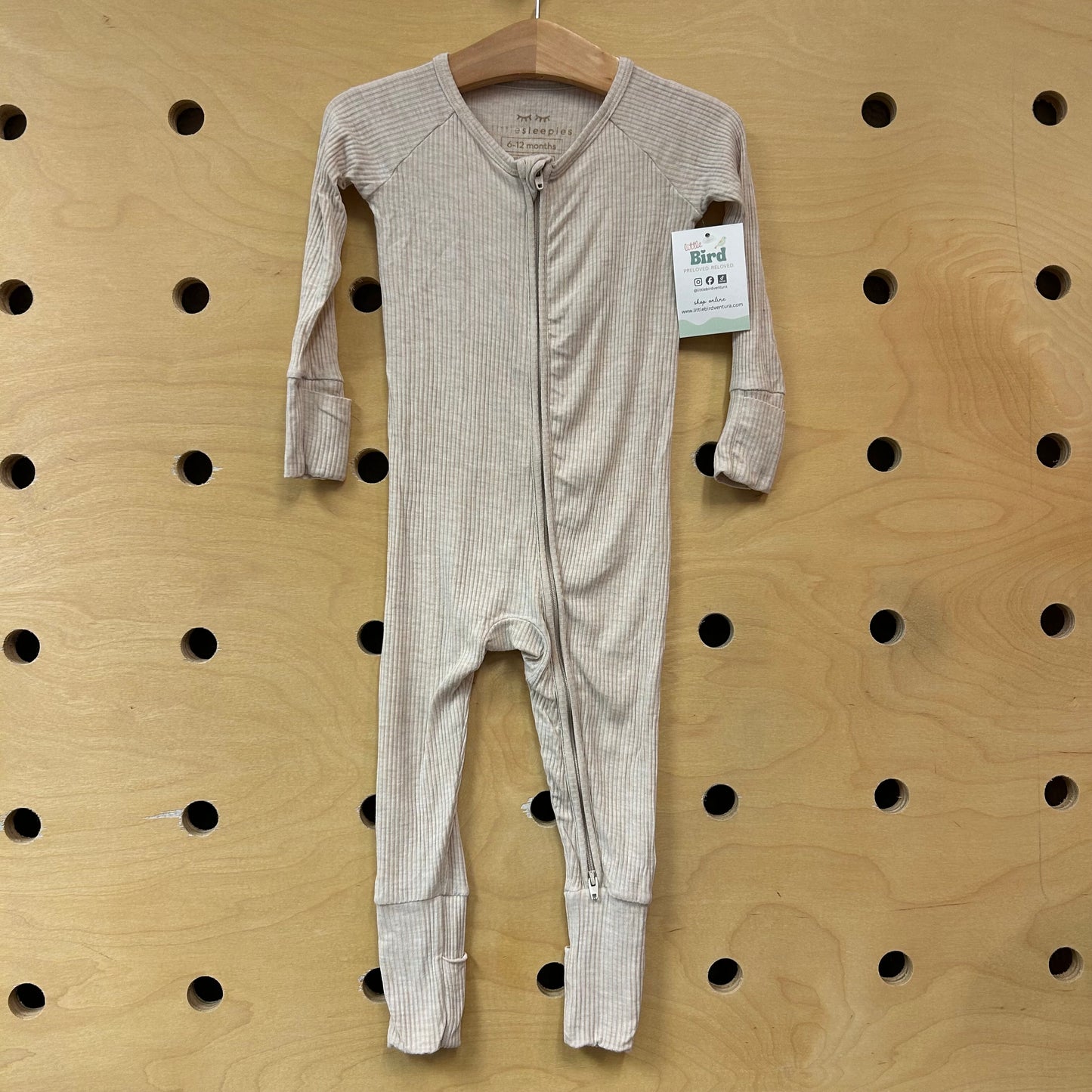 Beige Ribbed Bamboo Zippy