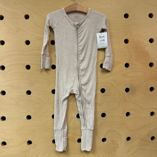 Beige Ribbed Bamboo Zippy