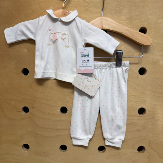 White & Pink Cotton Clothsline Outfit NEW!