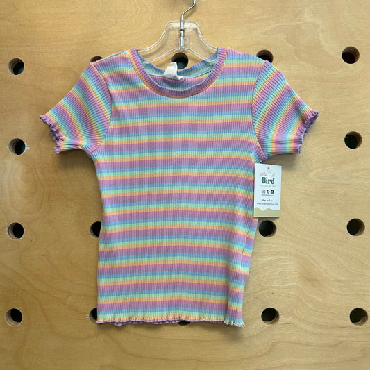 Rainbow Striped Ribbed Tee