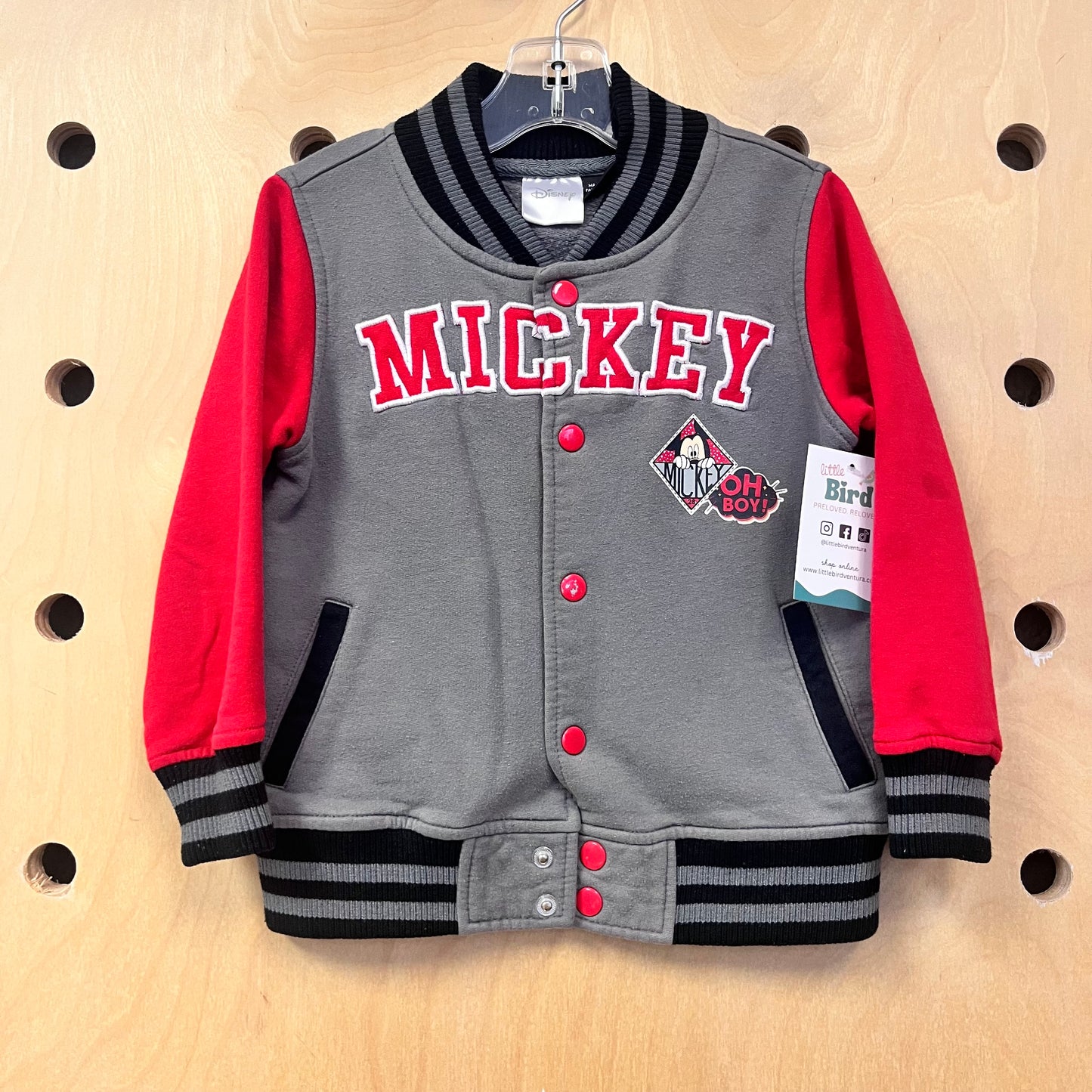 Grey Mickey Letterman Sweater