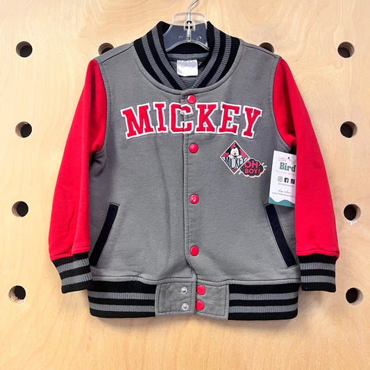 Grey Mickey Letterman Sweater