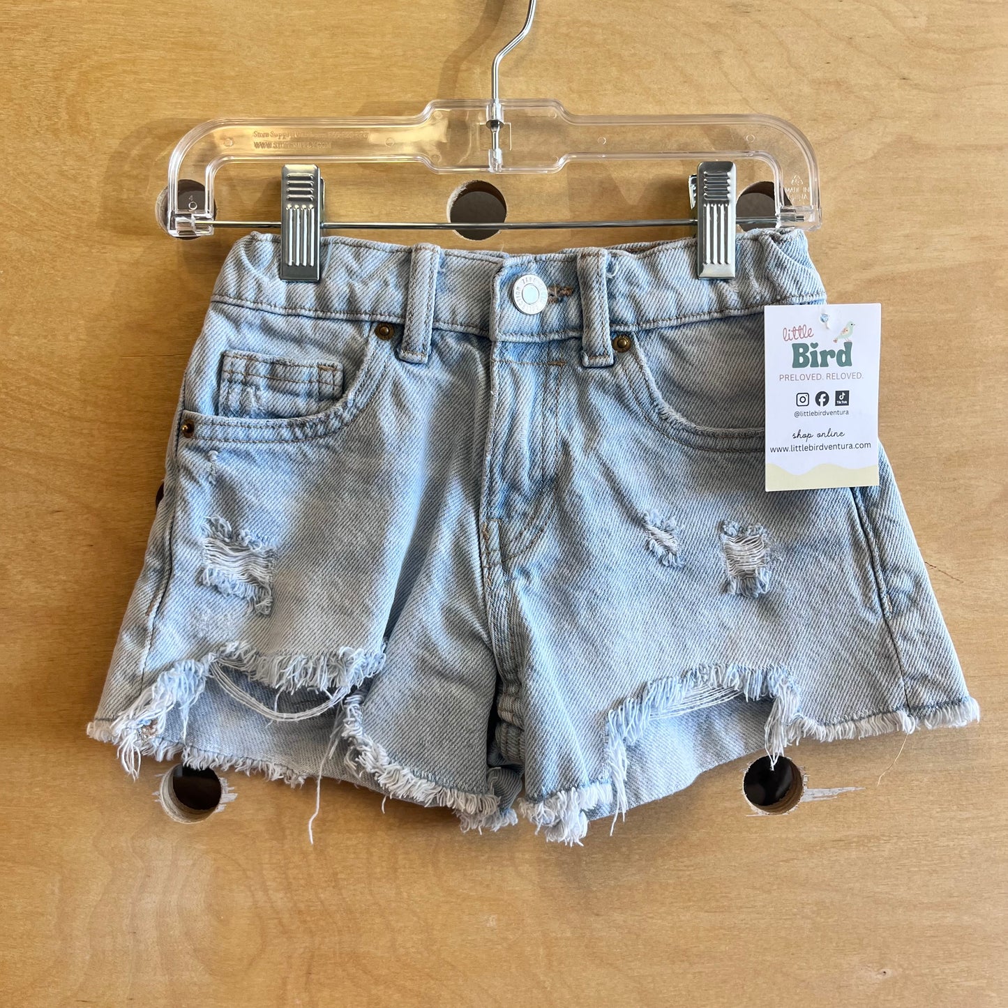 Distressed Light Wash Denim Shorts