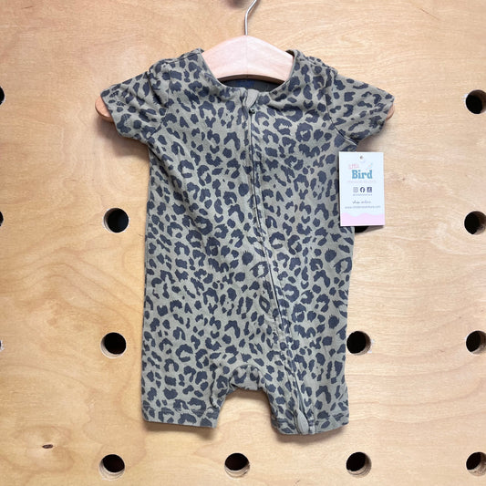 Green/Black Leopard Print Romper