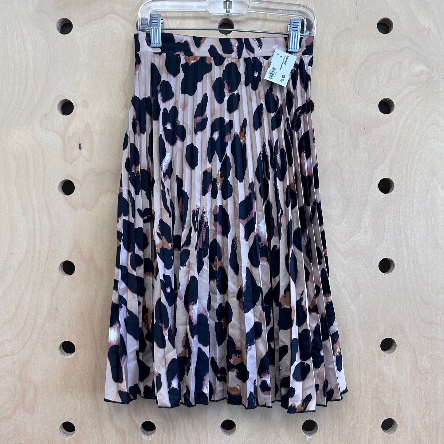 Tan Pleated Leopard Skirt