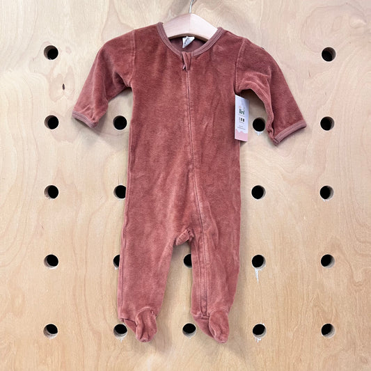 Organic Brown Terry Zip Footies