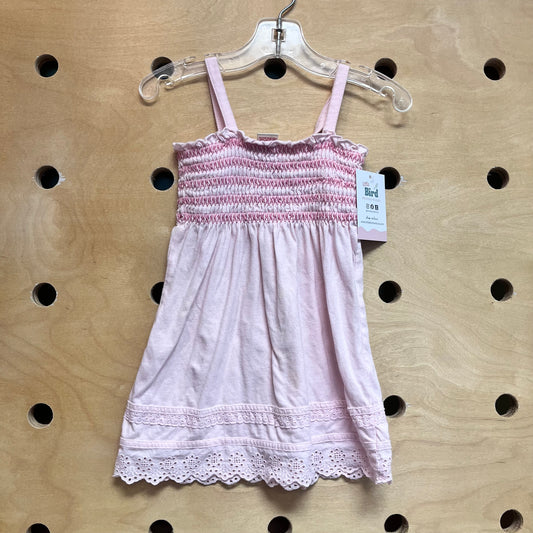 Pink Smocked/Lace Trim Tank