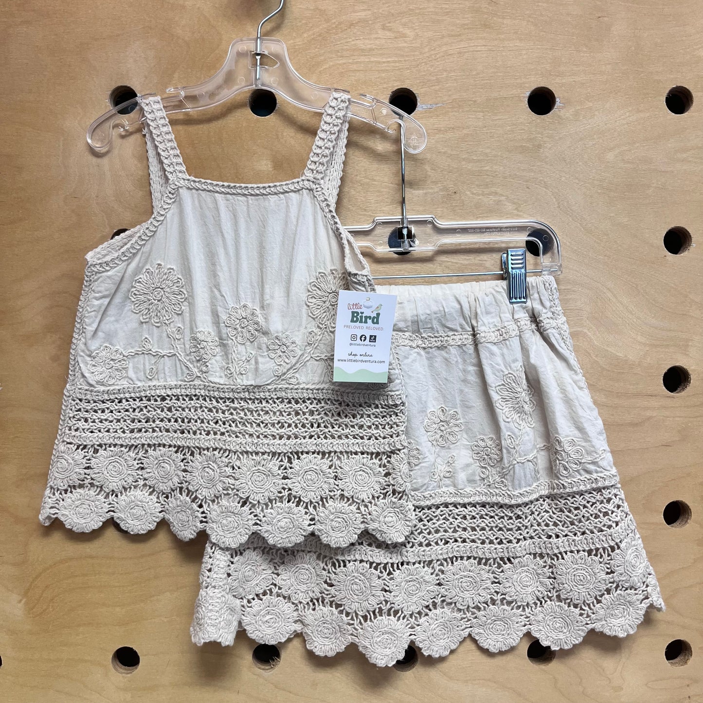 Cream Crochet Tank & Skirt