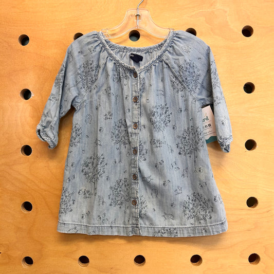 Chambray Apple Tree Button Dress
