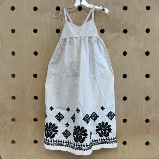 Cream & Black Embroidered Dress