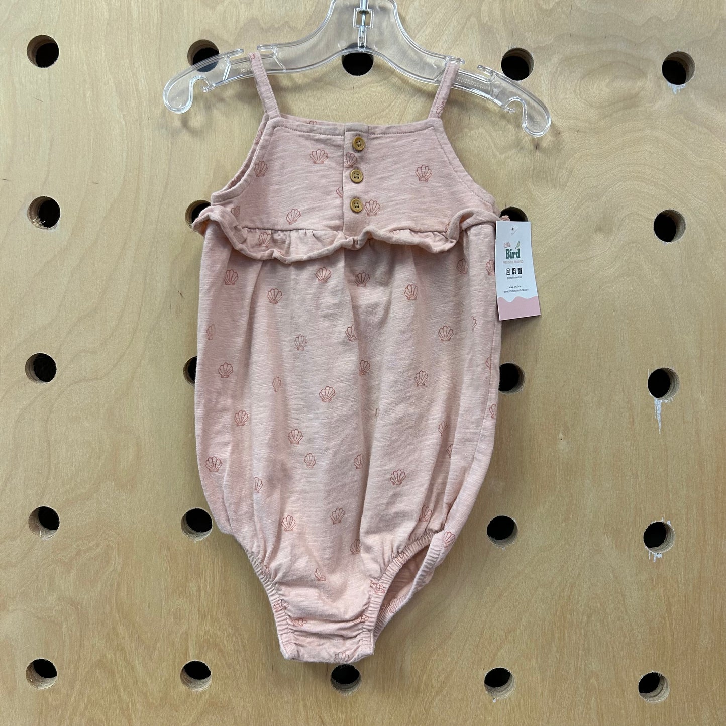 Organic Pink Seashells Bubble Romper