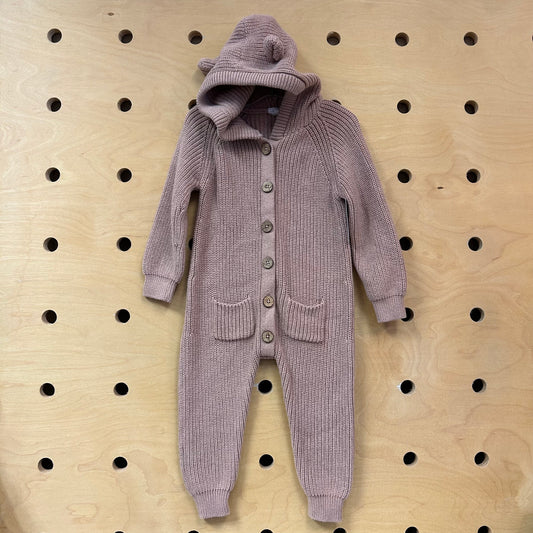 Lavender Knit Hooded Romper