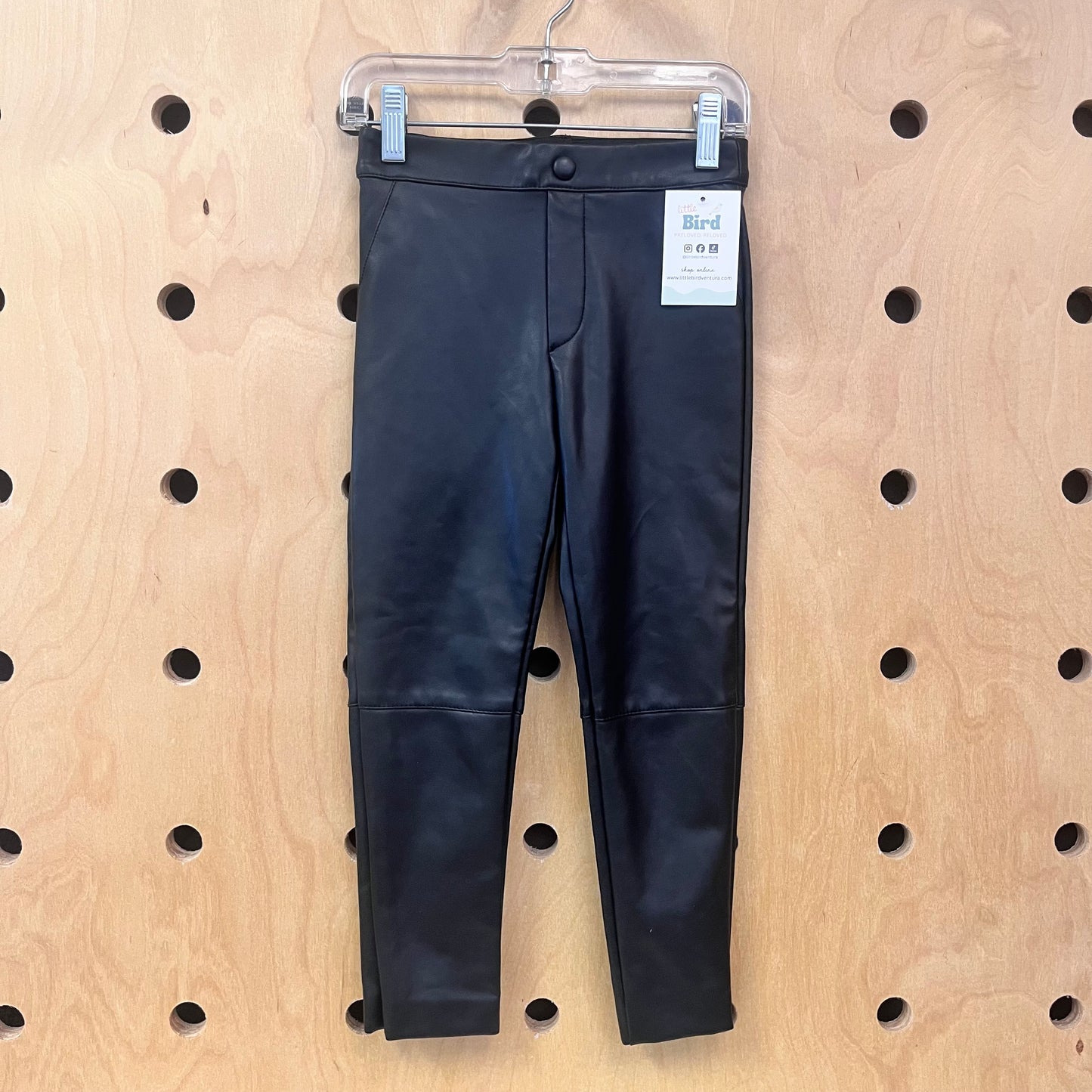 Black Pleather Pull On Pants