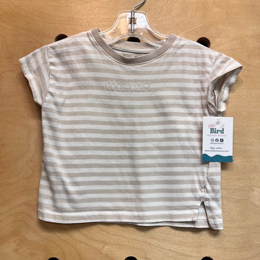 Tan/White Stripe 'Good Vibes' Tee