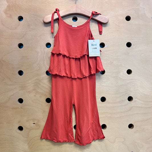 Orange Ruffle Bamboo Romper