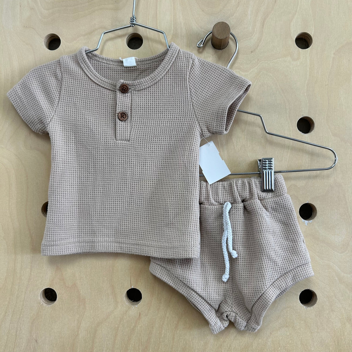 Tan Waffle Knit Top & Shorties