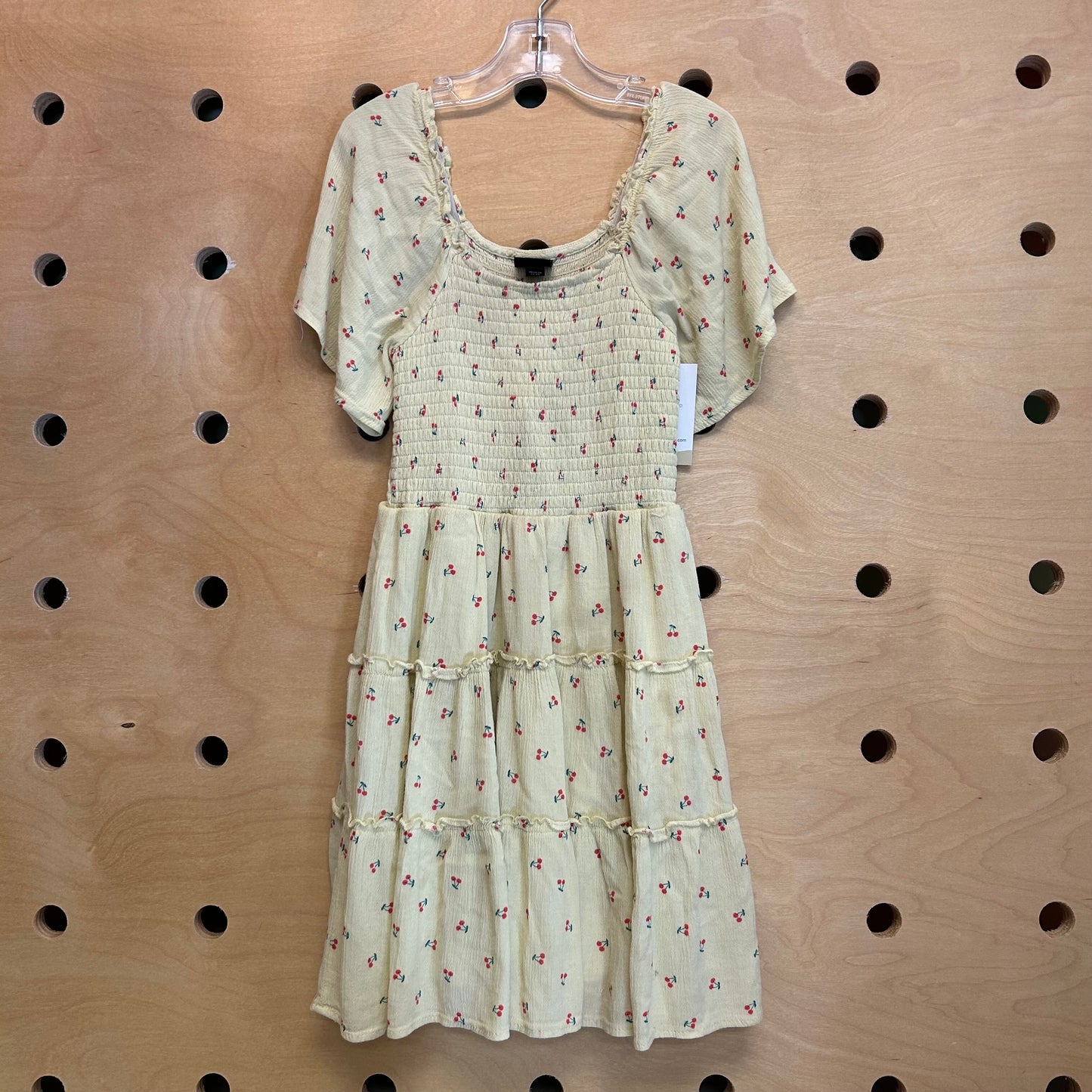 Yellow Smocked Tier Cherry Dress