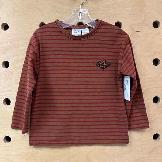 Brown & Red Striped Climbing Mountains Tee