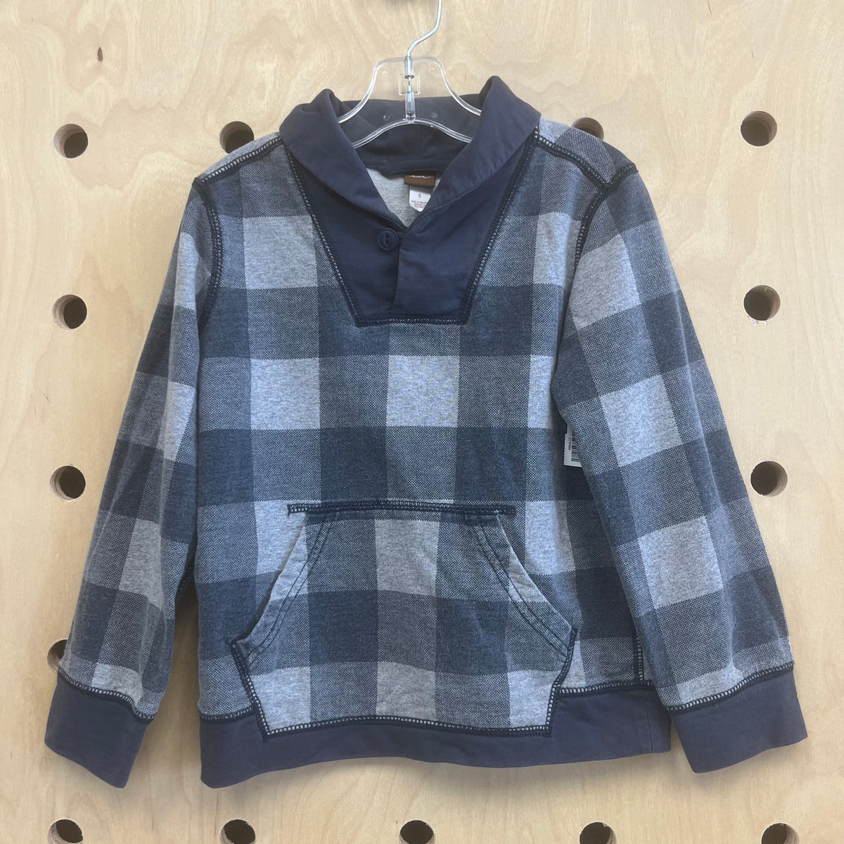Grey Checkered Cowl Neck Pullover