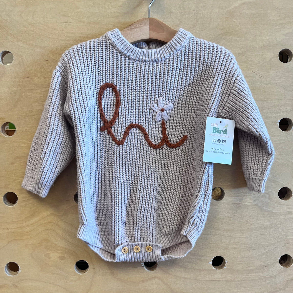 Beige 'Hi' Knitted Romper