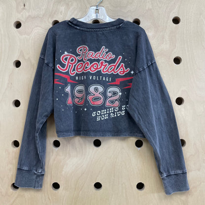 Grey High Fives Crop LS Tee