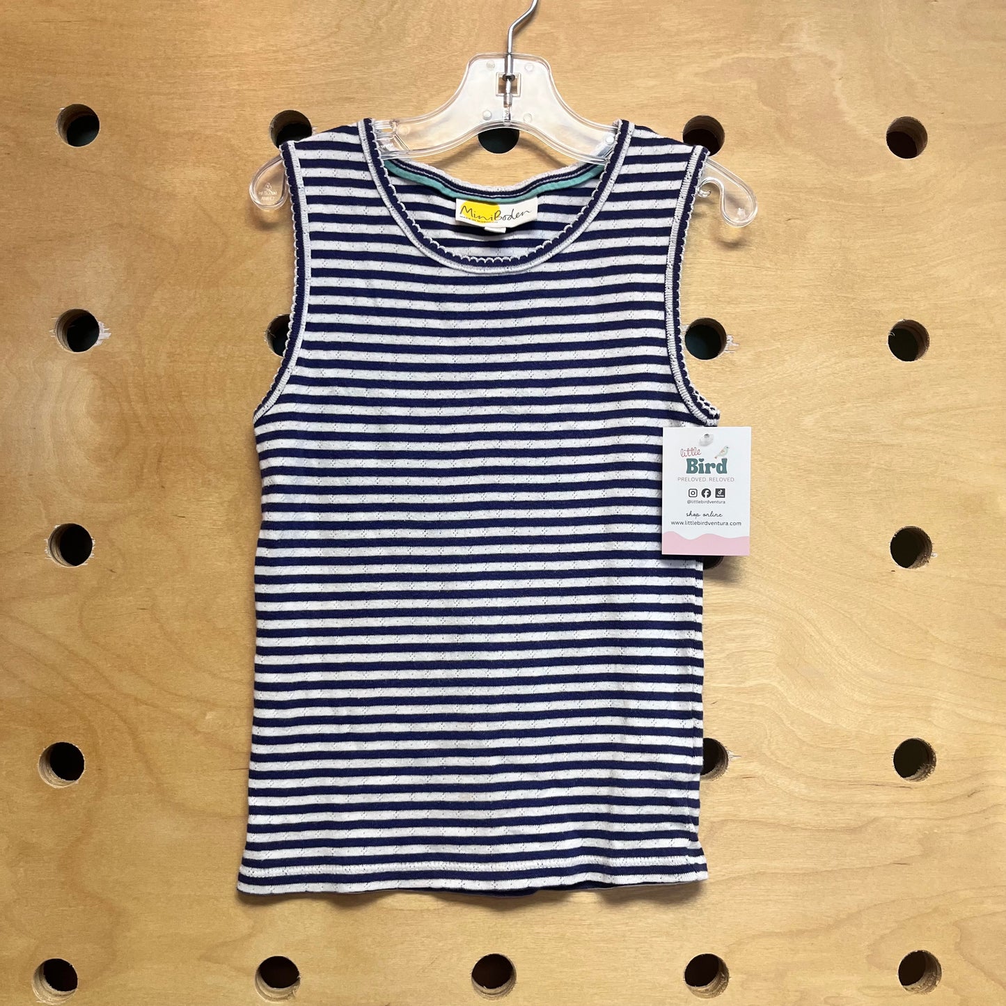 Blue/White Striped Pointelle Tank