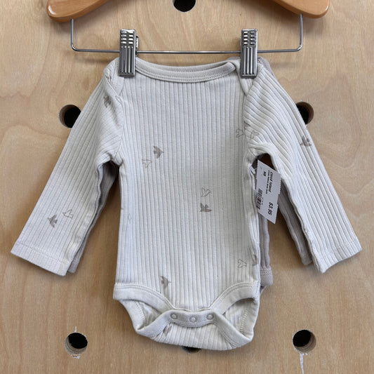Cream Ribbed Birds Outfit