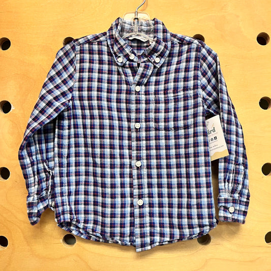 Black/Blue Plaid Button Up LS