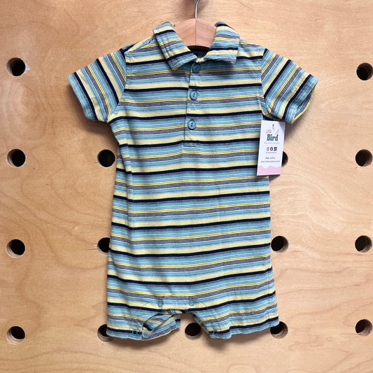Aqua/Yellow Striped Romper