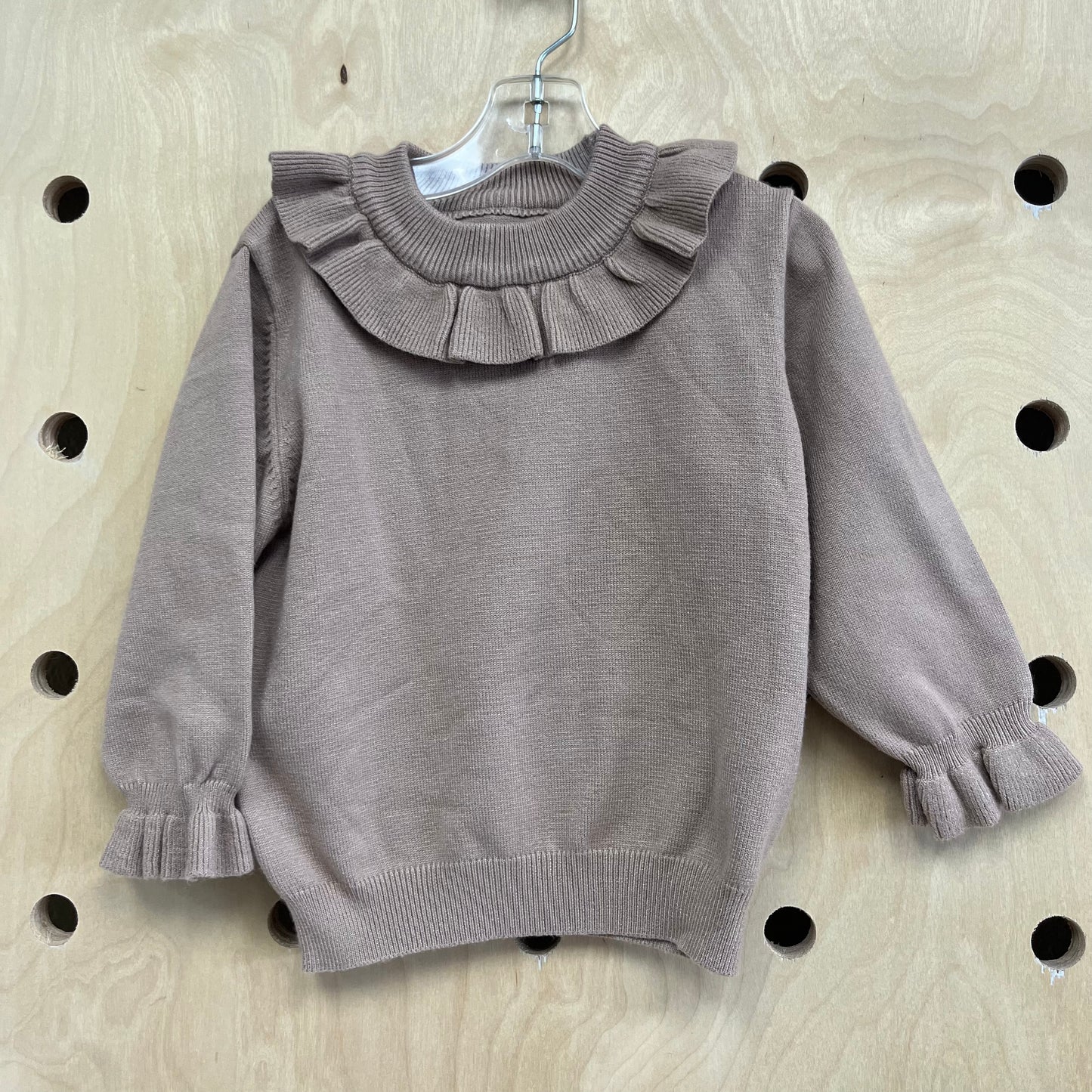 Beige Ruffle Knit Sweater