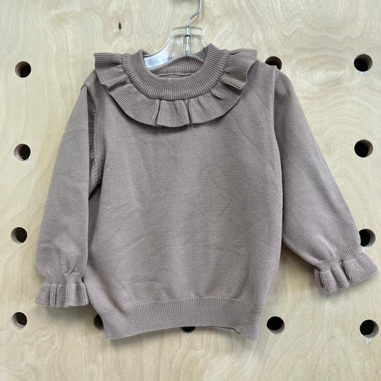 Beige Ruffle Knit Sweater