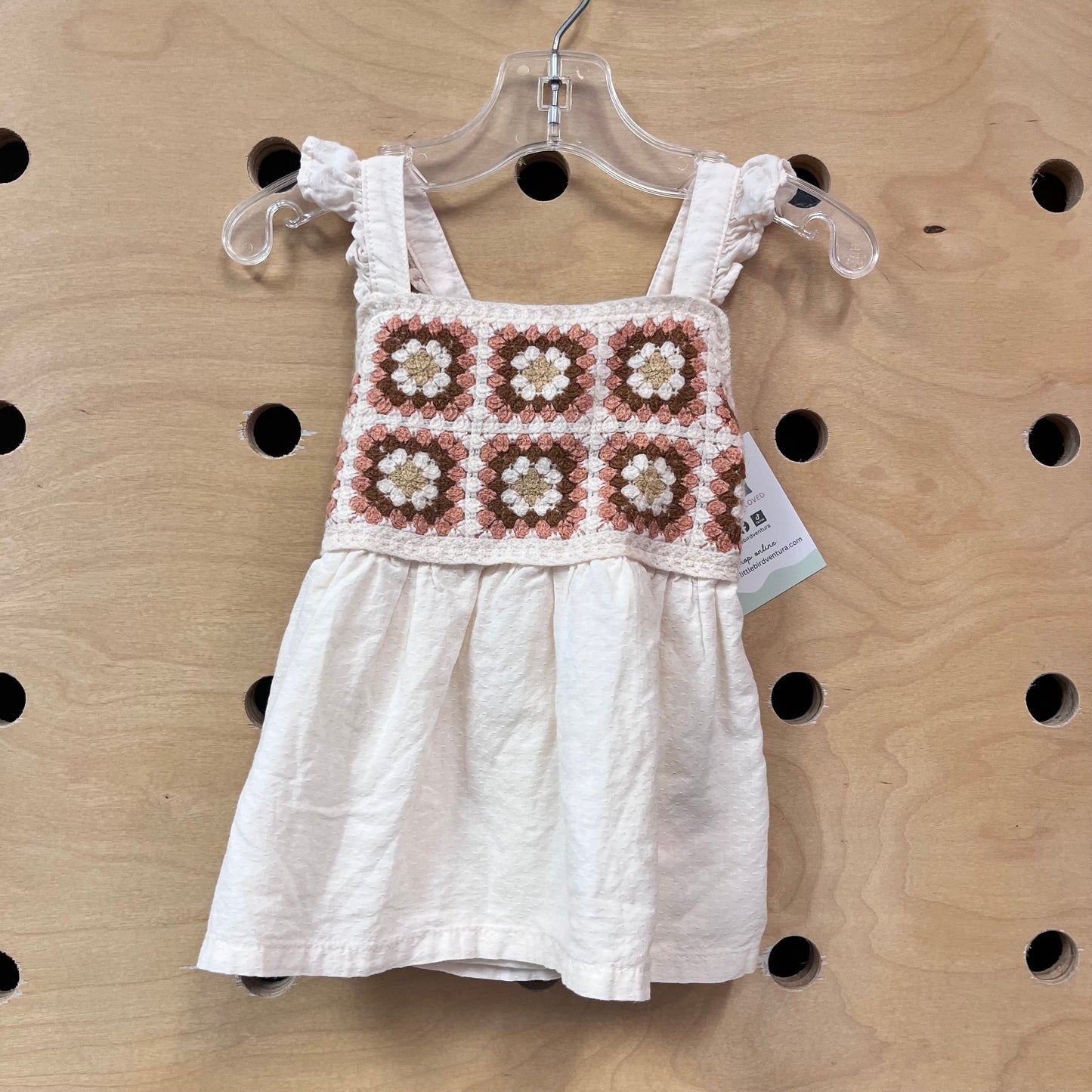 Cream Crocheted Top Dress