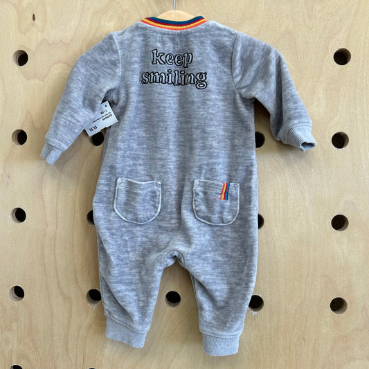 Grey Fleece Keep Smiling Romper