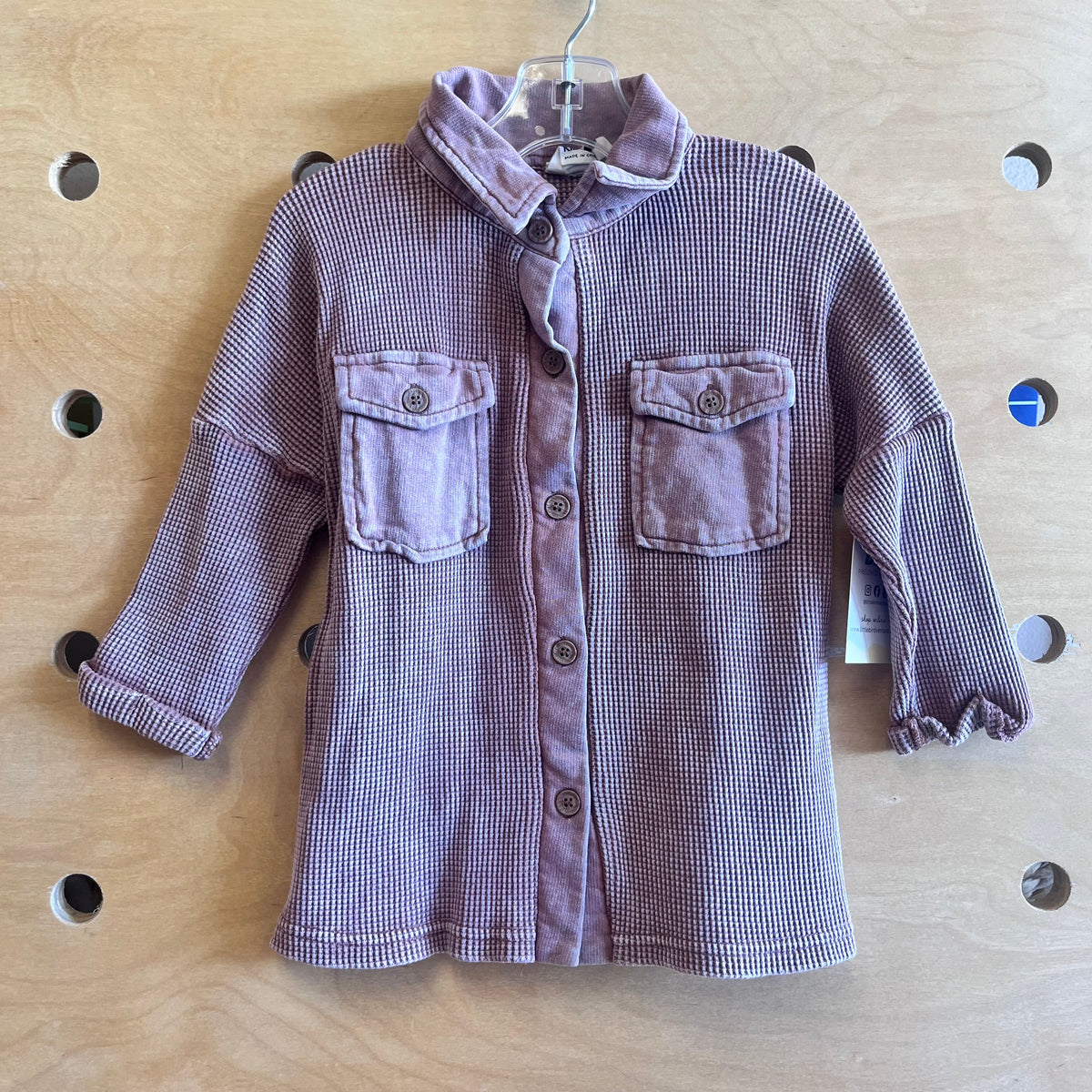 Brown/Purple Waffle Knit Button Up