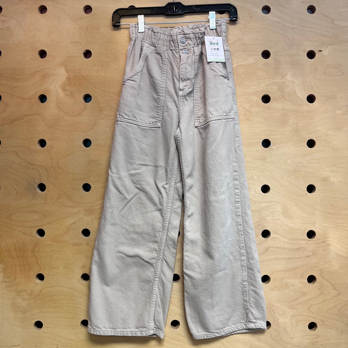 Beige Paper Bag Waist Denim