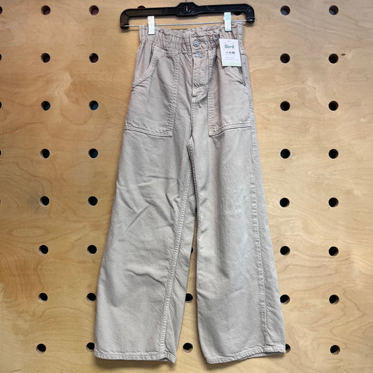 Beige Paper Bag Waist Denim